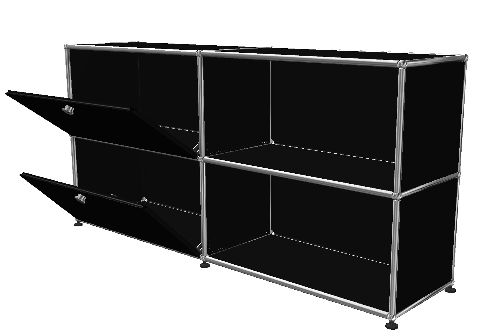 USM Haller Sideboard 2 Offen / 2 Klappen links Graphitschwarz - FAST DELIVERY