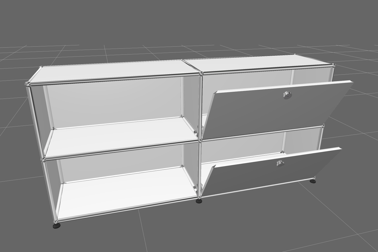 USM Haller Sideboard 2 Offen / 2 Klappen Rechts Reinweiß - FAST DELIVERY