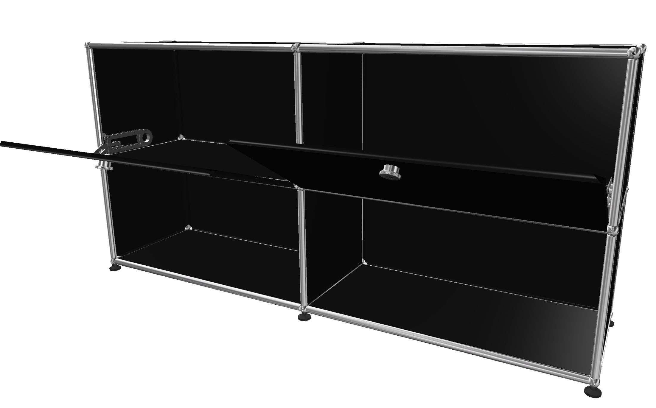 USM Haller Sideboard 2 Klappen / 2 Offen Graphitschwarz - FAST DELIVERY