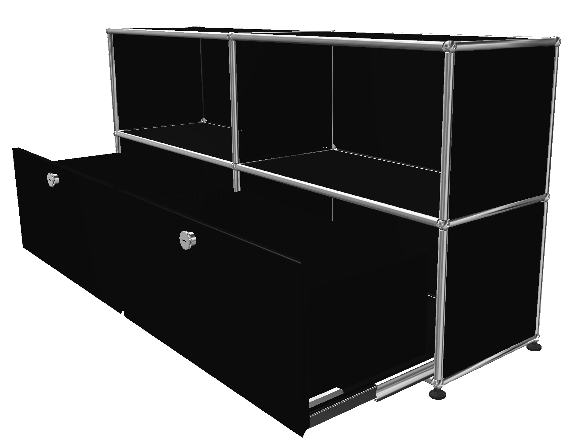 USM Haller Sideboard 2 Schubladen / 2 Offen Graphitschwarz - FAST DELIVERY