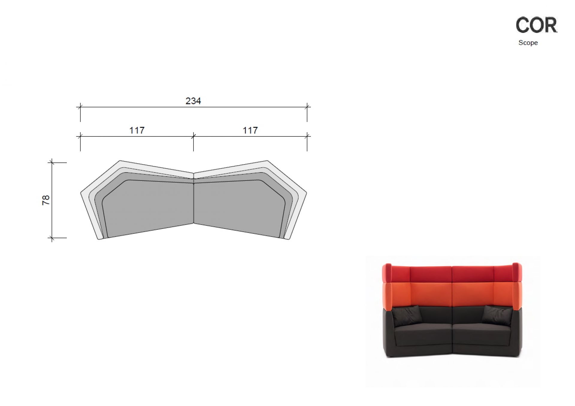 Scope Sofa Sitzelement hoch Cor