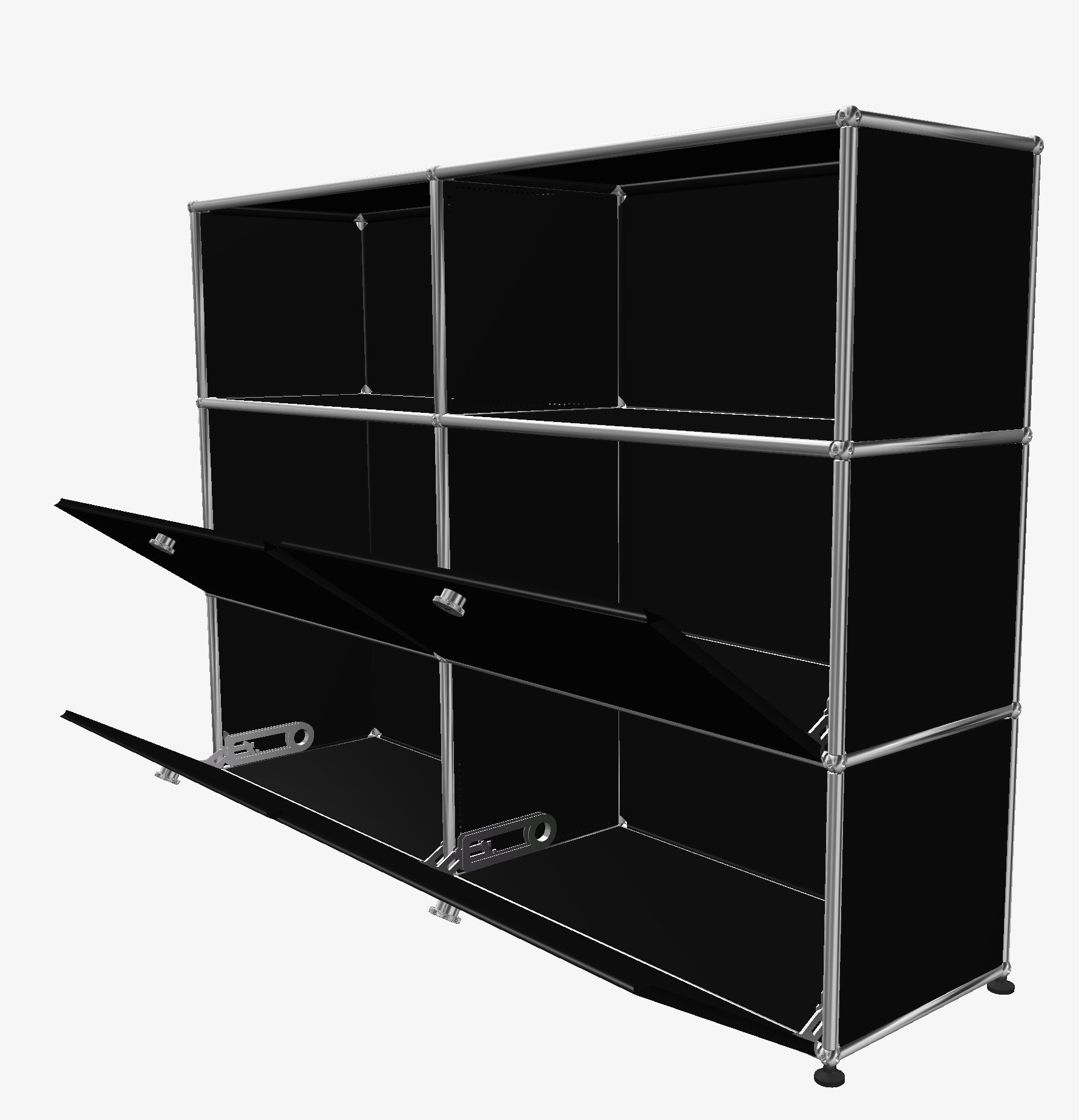 USM Haller Highboard 4 Klappen / 2 Offen Graphitschwarz - FAST DELIVERY