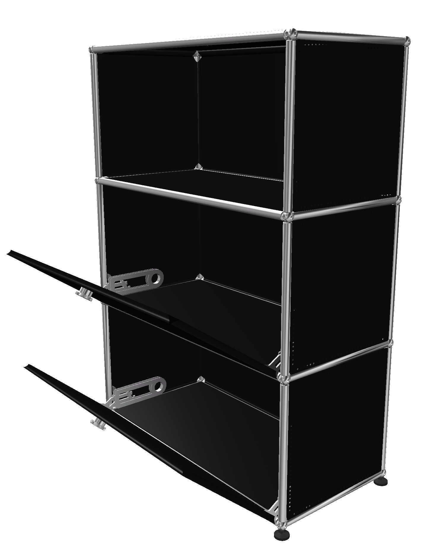 USM Haller Highboard 1 Offen / 2 Klappen Graphitschwarz - FAST DELIVERY