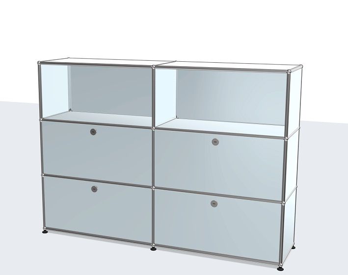 USM Haller Highboard mit 4 Klappen – QUICK SHIP - mattsilber